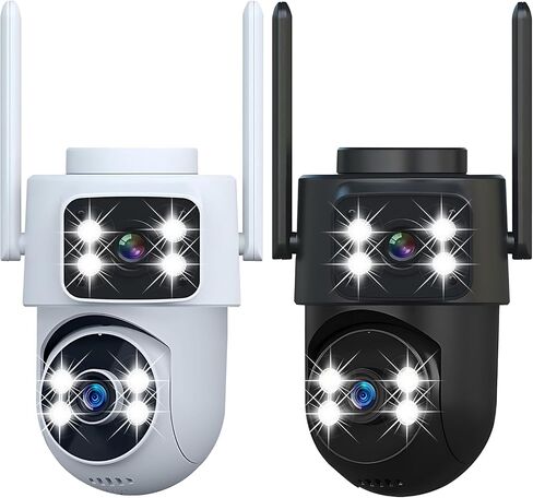 SQ17 Dual-Lens Indoor Outdoor Security Camera Virtual Bundle, White and Black 2 Pack Dual Band WiFi Surveillance Cameras in Saudi Arabia