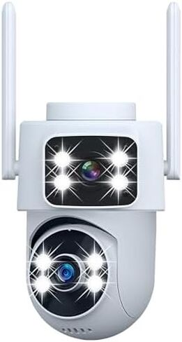 SQ17 Dual-Lens Indoor Outdoor Security Camera Virtual Bundle, White and Black 2 Pack Dual Band WiFi Surveillance Cameras in Saudi Arabia