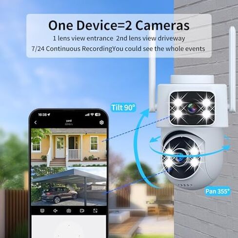 SQ17 Dual-Lens Indoor Outdoor Security Camera Virtual Bundle, White and Black 2 Pack Dual Band WiFi Surveillance Cameras in Saudi Arabia