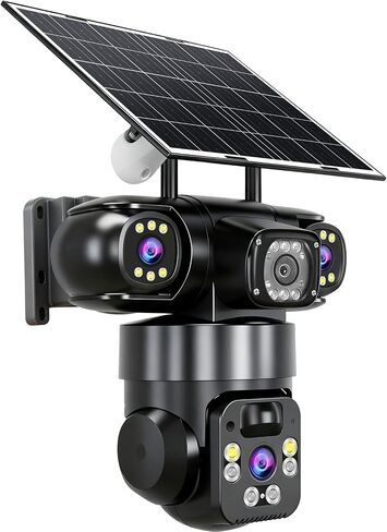 KEPEAK Solar Security Camera Outdoor Wireless, Triple-Lens WiFi Camera 2.4G, Battery Powered Outdoor Camera Wireless, Color Night Vision, PIR Human Detection, 2-Way Talk for Home Yard Garage in Saudi Arabia