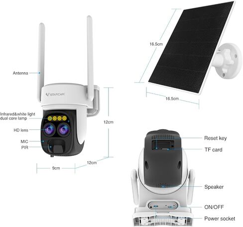 VSTARCAM 720P Solar-Powered Outdoor Camera with Motion Alerts for Perimeter & Yard Monitoring in Saudi Arabia