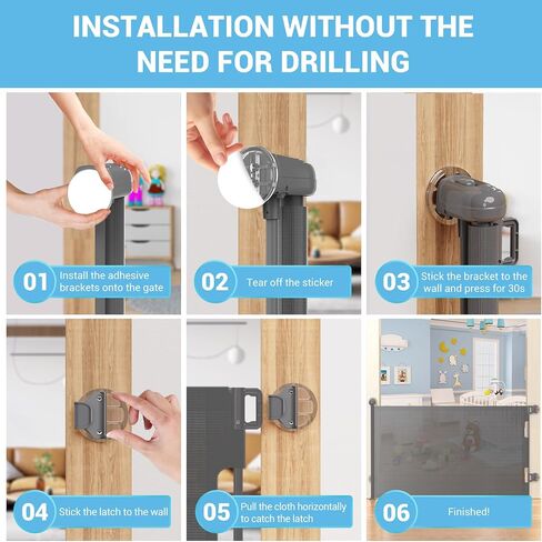HAMOPY Auto-Lock Retractable Baby Gate Replacement Free-Punch Parts, Original Hardware Set (Including 2 x Latches + 2 x Brackets) Only Fit 55“&71" Auto-Lock Baby Gate(Grey) in Saudi Arabia