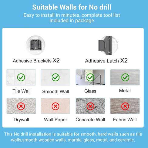 HAMOPY Auto-Lock Retractable Baby Gate Replacement Free-Punch Parts, Original Hardware Set (Including 2 x Latches + 2 x Brackets) Only Fit 55“&71" Auto-Lock Baby Gate(Grey) in Saudi Arabia