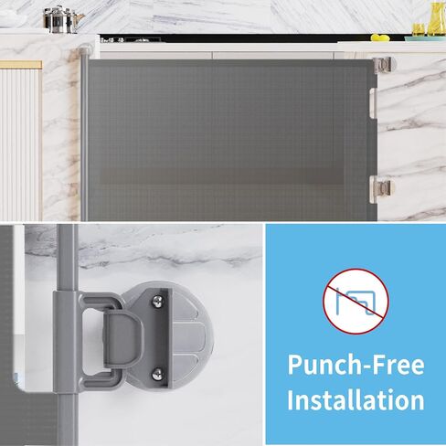 HAMOPY Auto-Lock Retractable Baby Gate Replacement Free-Punch Parts, Original Hardware Set (Including 2 x Latches + 2 x Brackets) Only Fit 55“&71" Auto-Lock Baby Gate(Grey) in Saudi Arabia