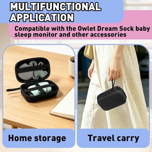 Hard Travel Case Compatible with Owlet Dream Sock Baby Sleep Monitor | Smart Baby Monitor Protect Storage Case, Black Case Only, Ensure a Safe and Orderly Journey in Kuwait