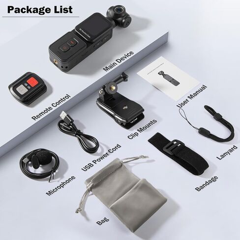 5K Pocket Vlogging Camera with Face Tracking, 64GB Card | Vlog Body POV Camera, Action Cam 5K, WiFi, Electronic 270° Rotating Lens, Touch Screen, Remote Control, External MIC in Saudi Arabia