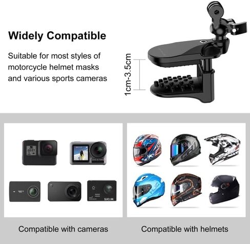 Helmet Mount for GoPro, Motorcycle Helmet Chin Strap Mount for GoPro Hero 13/12/11/10/9/8/7/6/5 Black, Insta360 X3/X5, DJI Action 4/Osmo, 360° Adjustable Ball Head Quick Release with Silicone Cushion in Saudi Arabia