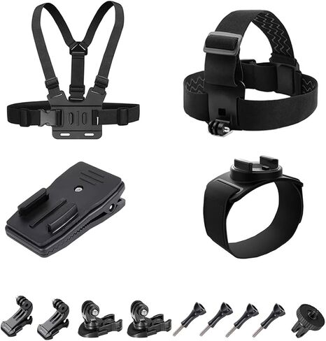 4 in 1 Camera Accessories Kit Head Strap, Chest Strap, Backpack Clip, Wrist Strap Mount Compatible with GoPro Hero 13 12 11 10 9 8 7 6 5 4, Session & Most Action Camera in Kuwait