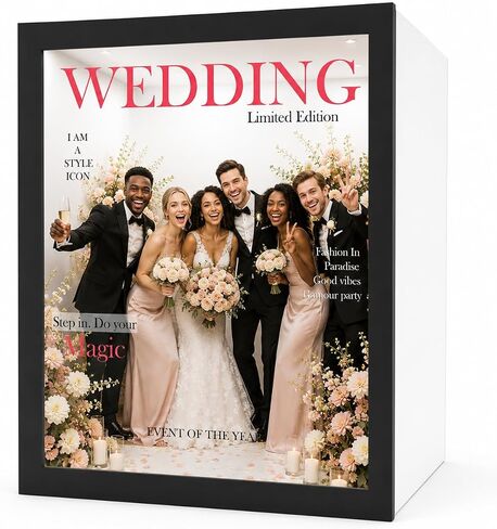 Portable Magazine Photo Booth Box, 6.6x6.6x7.6 Ft Removable and Replaceable Custom Logo, Lightweight Portable for Weddings, Birthdays Rental and Commercial Events in Saudi Arabia