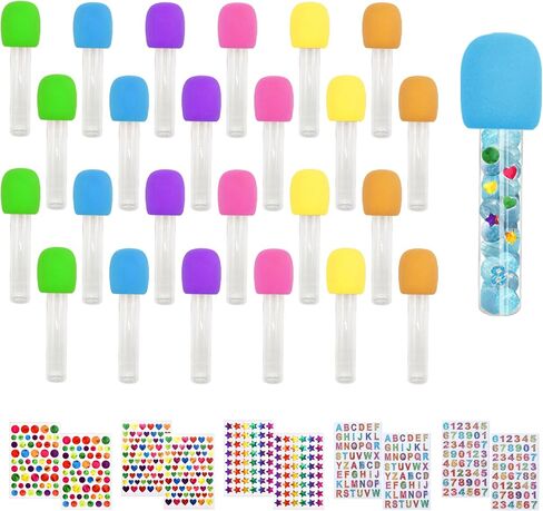 Tahonuss Microphone Candy Tubes Multicolor Fake Prop Microphone with Stickers Disco Singer Star Costume Props (Pink, Blue, Purple) in Saudi Arabia