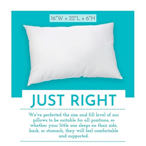 Little Sleepy Head Youth Pillow 16x22 - Soft & Hypoallergenic Bed Pillow Youth Pillows for Sleeping Age 5-10 - Snugly Designed Youth Neck Pillows for Travel, School and Bedtime - (2 Pack) in Saudi Arabia