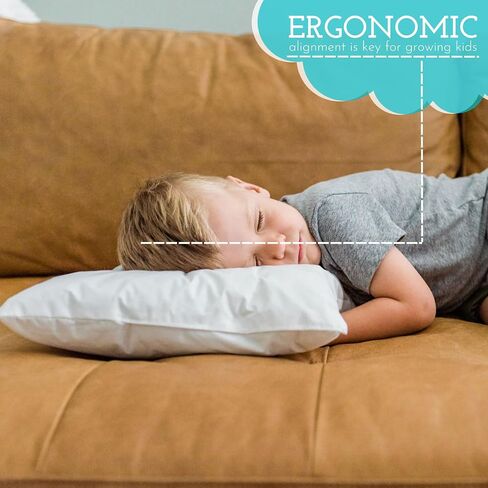 Little Sleepy Head Youth Pillow 16x22 - Soft & Hypoallergenic Bed Pillow Youth Pillows for Sleeping Age 5-10 - Snugly Designed Youth Neck Pillows for Travel, School and Bedtime - (2 Pack) in Saudi Arabia