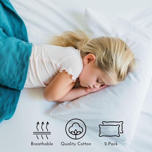 Little Sleepy Head Youth Pillow 16x22 - Soft & Hypoallergenic Bed Pillow Youth Pillows for Sleeping Age 5-10 - Snugly Designed Youth Neck Pillows for Travel, School and Bedtime - (2 Pack) in Saudi Arabia