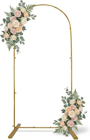 Wedding Arch Backdrop Stand Set – 5.75 x 2.60 FT Gold Metal Wedding Arch Round Frame for Ceremony, Birthday, Baby Shower, Party Decoration & Balloon Display Stand in Kuwait