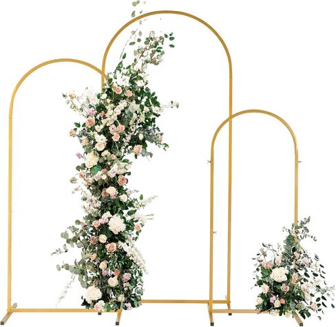 VINGLI Wedding Arch Backdrop 3-Piece Set, Round Top Backdrop Stand 72in & 59.8in & 48in w/Ground Nails, Metal Arch Frame for Anniversary, Banquet, Brithday Party in Saudi Arabia
