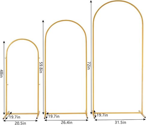 VINGLI Wedding Arch Backdrop 3-Piece Set, Round Top Backdrop Stand 72in & 59.8in & 48in w/Ground Nails, Metal Arch Frame for Anniversary, Banquet, Brithday Party in Saudi Arabia