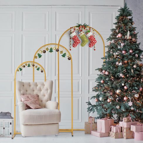 VINGLI Wedding Arch Backdrop 3-Piece Set, Round Top Backdrop Stand 72in & 59.8in & 48in w/Ground Nails, Metal Arch Frame for Anniversary, Banquet, Brithday Party in Saudi Arabia