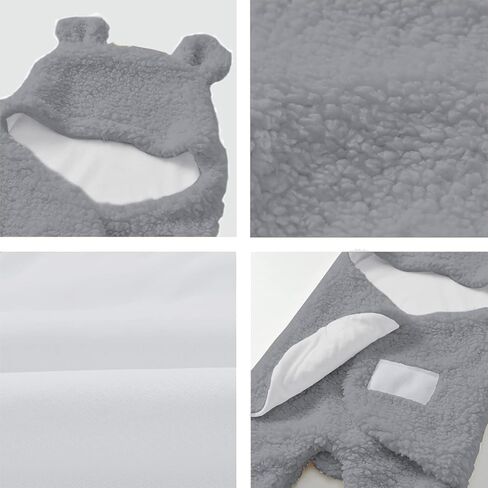 Nunibum Baby Swaddle Blanket Boys Girls Cute Bear Plush Essential Receiving Blanket Ultra-Soft Newborn Registry Sleeping Wraps for Infant 0-6 Months - Grey in Kuwait