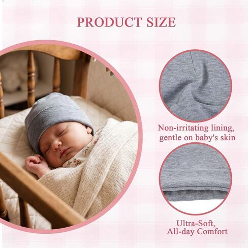 4 Pcs Baby Hats Newborn Girls Boys, Soft Preemie Hat Infant Beanie | Cotton Infant Beanie Nursery Hospital Caps, Snug Fit No Slip Baby Hats 0-3 Months in Kuwait