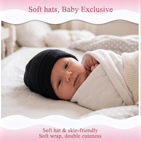4 Pcs Baby Hats Newborn Girls Boys, Soft Preemie Hat Infant Beanie | Cotton Infant Beanie Nursery Hospital Caps, Snug Fit No Slip Baby Hats 0-3 Months in Kuwait