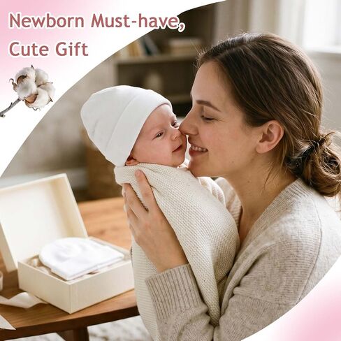 4 Pcs Baby Hats Newborn Girls Boys, Soft Preemie Hat Infant Beanie | Cotton Infant Beanie Nursery Hospital Caps, Snug Fit No Slip Baby Hats 0-3 Months in Kuwait