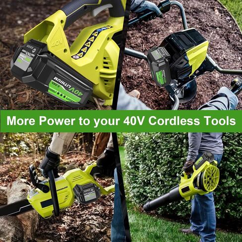 6.0Ah Battery and Charger Replacement for Ryobi 40V Battery and Charger | Replacement for Ryobi 40V Battery OP4050A OP4015 OP40201 OP40261 OP4030 OP40301 and Chargers OP401 ZROP401 in Saudi Arabia