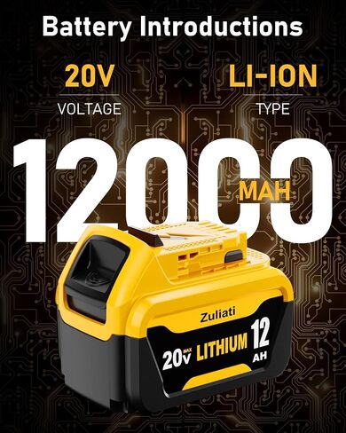 12.0Ah Replacement for Dewalt 20V Max Battery and DCB104 Charger(5PackS) | Compatible with Dewalt 20V Tools,Impact Driver,Hammer Drill,Sawzall,Vacuum in Kuwait
