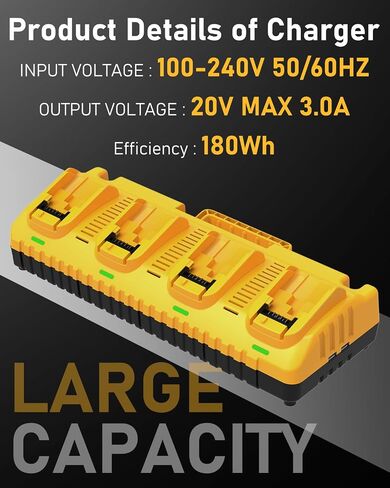 12.0Ah Replacement for Dewalt 20V Max Battery and DCB104 Charger(5PackS) | Compatible with Dewalt 20V Tools,Impact Driver,Hammer Drill,Sawzall,Vacuum in Kuwait