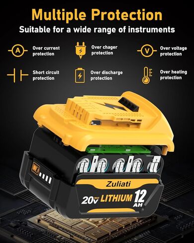 12.0Ah Replacement for Dewalt 20V Max Battery and DCB104 Charger(5PackS) | Compatible with Dewalt 20V Tools,Impact Driver,Hammer Drill,Sawzall,Vacuum in Kuwait