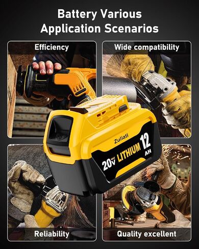 12.0Ah Replacement for Dewalt 20V Max Battery and DCB104 Charger(5PackS) | Compatible with Dewalt 20V Tools,Impact Driver,Hammer Drill,Sawzall,Vacuum in Kuwait