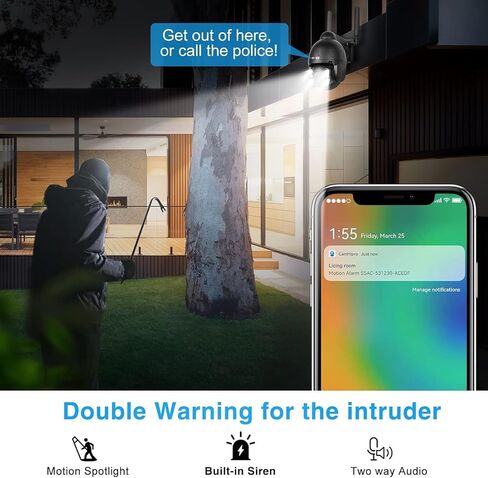 ENSTER 2.4/5G Security Camera Outdoor, 5MP PTZ WiFi Camera for Home Security Full Metal, Human Detection, Onvif RTSP Camera Auto Tracking, Color Night Vision, 2-Way Audio, IP66 Waterproof in Kuwait