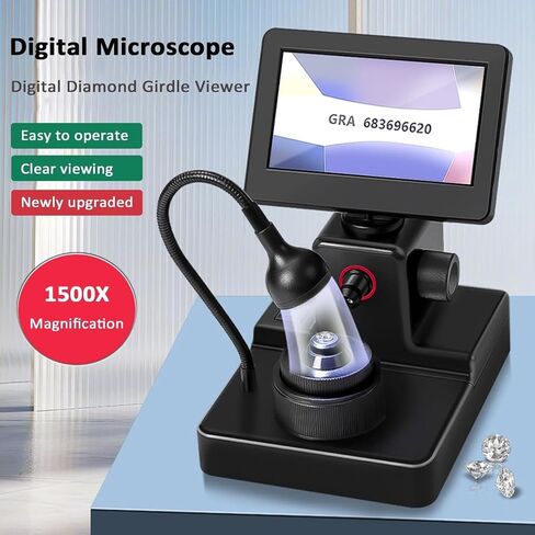 LCD Digital Microscope 1500x, Diamond Girdle Viewer w/LED Lights,50-1500X Magnification,4.3 Inch Coin,Biological Kit in Saudi Arabia