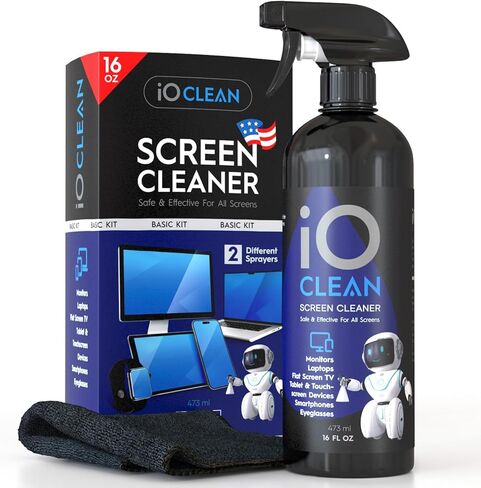 Screen Cleaner Spray (16oz - 473ml) – Large Cleaning Kit | for LCD LED OLED TV Smartphone, iPad, Laptop, Touchscreen, Computer Monitor, Electronic Devices 3 Cloths and 2 Nozzles in Saudi Arabia