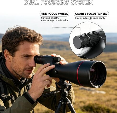 20-60x82 Spotting Scope with Tripod for Bird Watching FMC BAK4 Prism | Straight Spotter Scope with Full Size Tripod & Phone Adapter, Upgraded Eyepiece Low Light Vision IPX7 Waterproof for Hunting in Kuwait