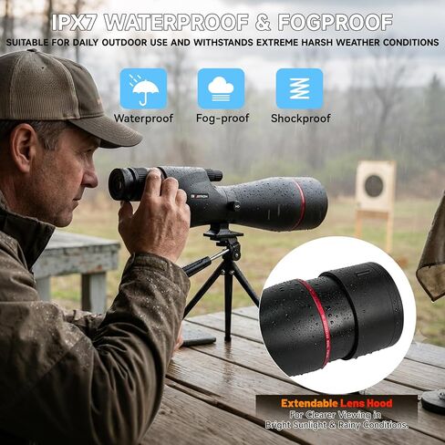 20-60x82 Spotting Scope with Tripod for Bird Watching FMC BAK4 Prism | Straight Spotter Scope with Full Size Tripod & Phone Adapter, Upgraded Eyepiece Low Light Vision IPX7 Waterproof for Hunting in Kuwait