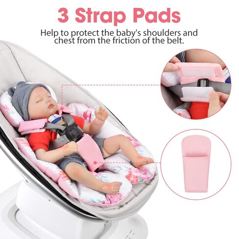 Minne Baby Infant Insert, Compatible with 4Moms RockaRoo and MamaRoo, Includes 3 Strap Pad, Breathable Mesh Fabric, Plush Soft Newborn Insert with Head and Body Support in Saudi Arabia