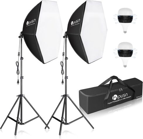 Softbox Photography Lighting Kit, 30"X30" Softbox Lighting Kit, 2pcs E27 Socket 5400K LED Bulb, Photo Studio Light for Portrait Lighting, Photography/Video Recording/Live Streaming/YouTube in Saudi Arabia