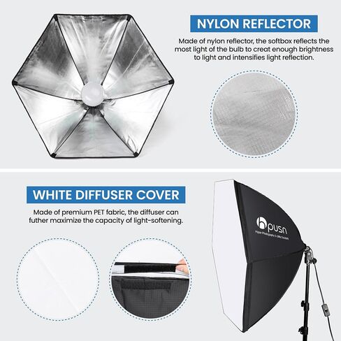 Softbox Photography Lighting Kit, 30"X30" Softbox Lighting Kit, 2pcs E27 Socket 5400K LED Bulb, Photo Studio Light for Portrait Lighting, Photography/Video Recording/Live Streaming/YouTube in Saudi Arabia