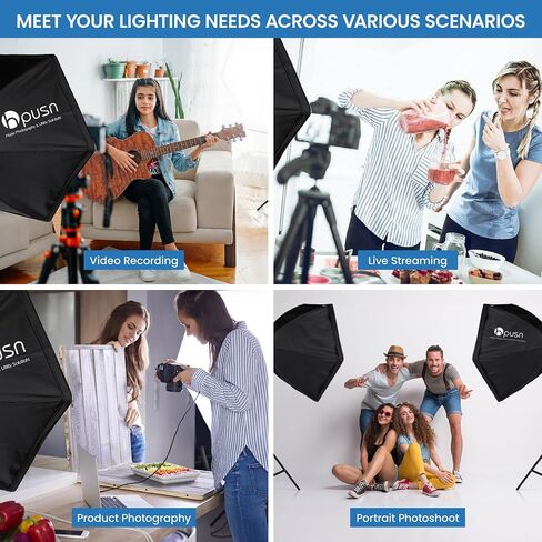 Softbox Photography Lighting Kit, 30"X30" Softbox Lighting Kit, 2pcs E27 Socket 5400K LED Bulb, Photo Studio Light for Portrait Lighting, Photography/Video Recording/Live Streaming/YouTube in Saudi Arabia