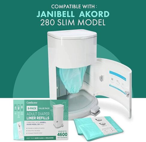 8 Pack Adult Diaper Liner Refills, Compatible with Janibell Akord 330 Model, Adult Diaper System to Eliminate Waste, Odor Resistant by Comficove (8pk) in Kuwait
