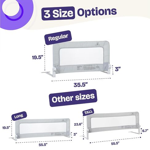 ComfyBumpy 2-Pack Bed Rail for Toddlers 35.5" L x 19.5" H | Toddler Bed Rails for Twin, Full & Toddler Mattress Size | Swing Down Rail Guard | Mattress Side Rail for Kids | Gray in Saudi Arabia