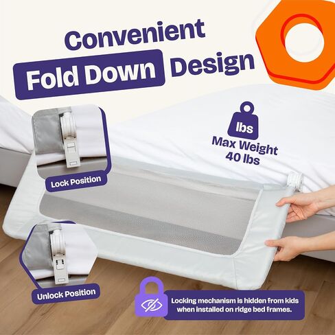 ComfyBumpy 2-Pack Bed Rail for Toddlers 35.5" L x 19.5" H | Toddler Bed Rails for Twin, Full & Toddler Mattress Size | Swing Down Rail Guard | Mattress Side Rail for Kids | Gray in Saudi Arabia