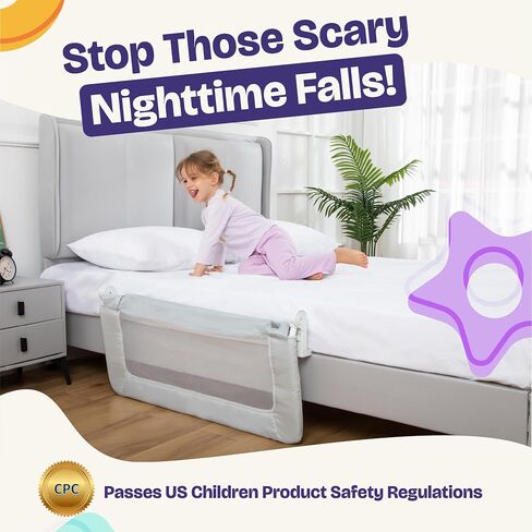 ComfyBumpy 2-Pack Bed Rail for Toddlers 35.5" L x 19.5" H | Toddler Bed Rails for Twin, Full & Toddler Mattress Size | Swing Down Rail Guard | Mattress Side Rail for Kids | Gray in Saudi Arabia