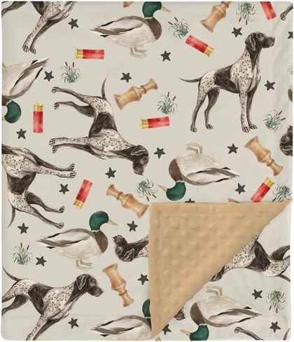 HawSkgFub Mallard Duck Hunting Mink Baby Blankets Dotted Backing Boy Girl Shower Gift, Wild Animal Hunter Dog Double Layer Nursery Swaddle, Brown Soft Newborn Infant Toddler Bed Crib Bedding 30 x 40 in Saudi Arabia