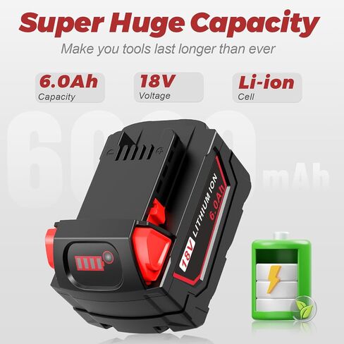 4 Pack 6.0Ah 18v Replacement for Milwaukee MK18 Battery 48-11-1850 48-11-1840 48-11-1890 48-11-1815 Cordless Tools in Kuwait
