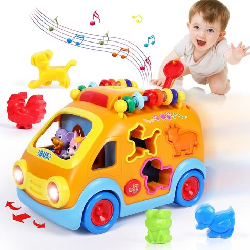 Musical Learning Crawling Toy Cars for 2-3 Year Old Boys Girls | Educational Animal Blocks, Toddler & Kids Gift, Bus Toy, Christmas & Birthday Gift, Shape Sorter, Outdoor Toddler Toys in Saudi Arabia