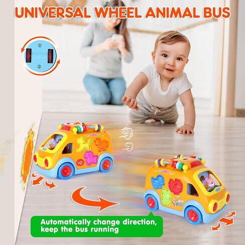 Musical Learning Crawling Toy Cars for 2-3 Year Old Boys Girls | Educational Animal Blocks, Toddler & Kids Gift, Bus Toy, Christmas & Birthday Gift, Shape Sorter, Outdoor Toddler Toys in Saudi Arabia