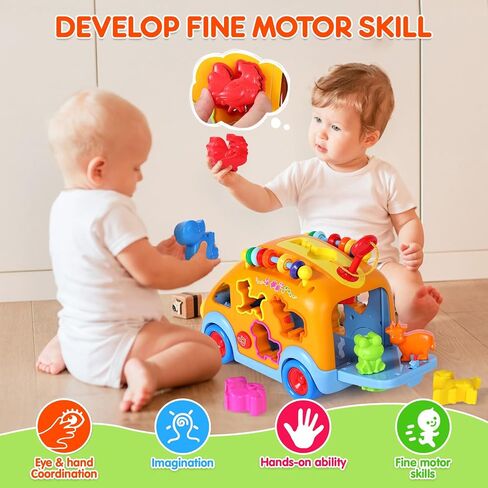 Musical Learning Crawling Toy Cars for 2-3 Year Old Boys Girls | Educational Animal Blocks, Toddler & Kids Gift, Bus Toy, Christmas & Birthday Gift, Shape Sorter, Outdoor Toddler Toys in Saudi Arabia