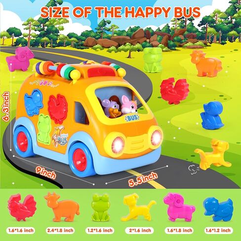 Musical Learning Crawling Toy Cars for 2-3 Year Old Boys Girls | Educational Animal Blocks, Toddler & Kids Gift, Bus Toy, Christmas & Birthday Gift, Shape Sorter, Outdoor Toddler Toys in Saudi Arabia