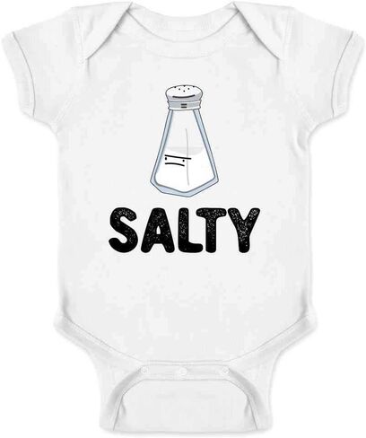 Pop Threads Salty Salt Shaker Funny Cute Cartoon Infant Baby Boy Girl Bodysuit in Saudi Arabia